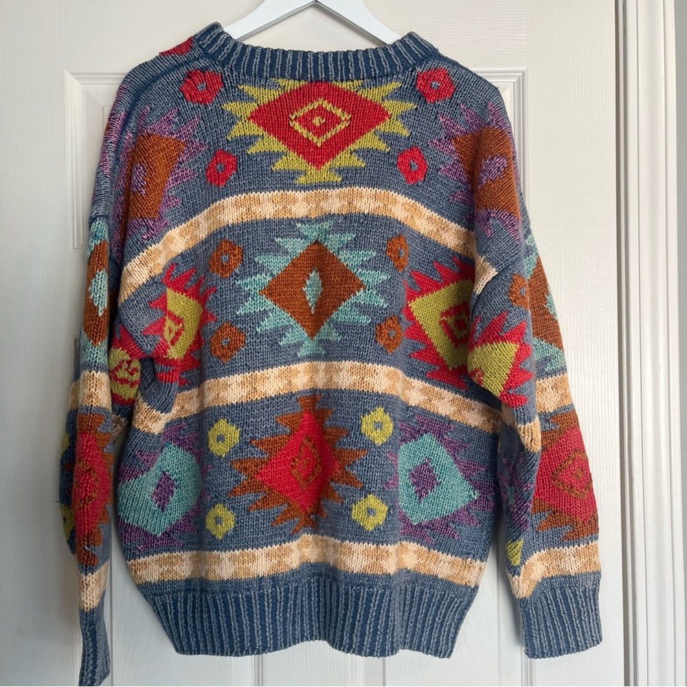 Structure Multicolor Geometric Sweater Aztec Print Heavy Blue - Picture 8 of 12